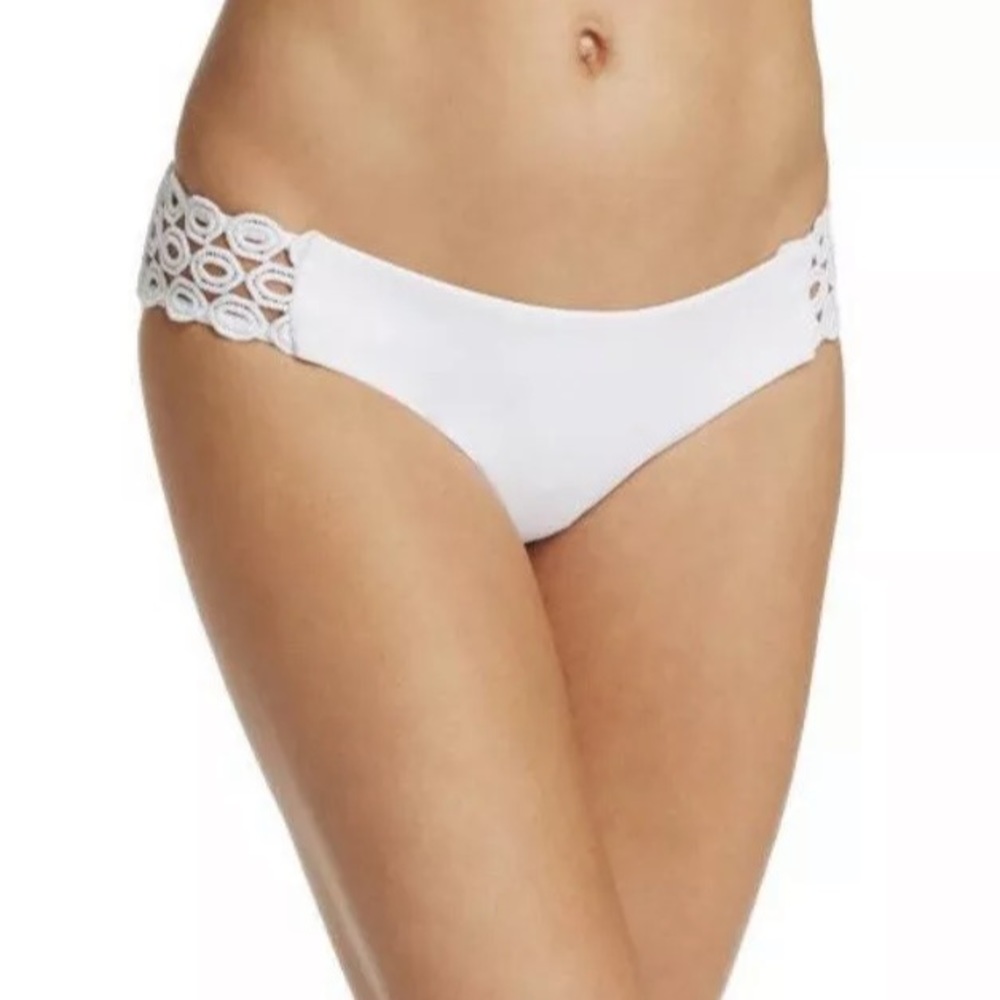 Becca White Crochet Lace High Neck Halter Bikini - Picture 2 of 8